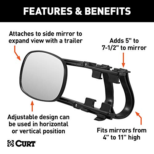 Curt 20002 5-Inch X 7-1/2-Inch Universal Strap-On Adjustable Extendable Towing Mirror #TOP2