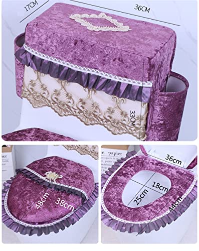 ZSMLB Plüsch-Toilettensitzbezug mit Spitzen-Toilettensitzbezug, warm, weich, Badezimmer-Toilettensitzkissen, universell – Bild 3