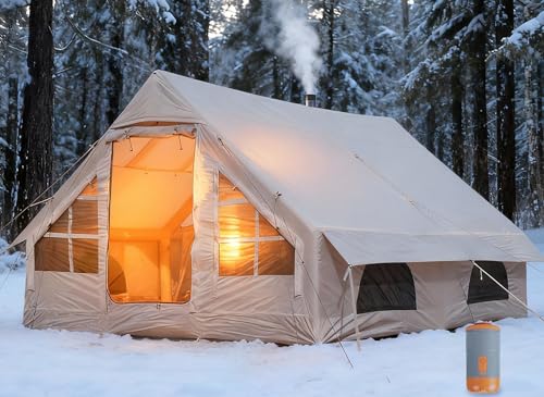 Image of Inflatable Camping Tent,2 /4 /6 /8 /10 Person Glamping Inflatable Tents, Quick Setup Blow Up Tents with Pump, Waterproof Inflatable Tent for Camping, Air Glamping Tents for Adult