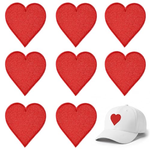 Heart Iron on Patches 8 Pcs Tiny Chrome Heart Patches