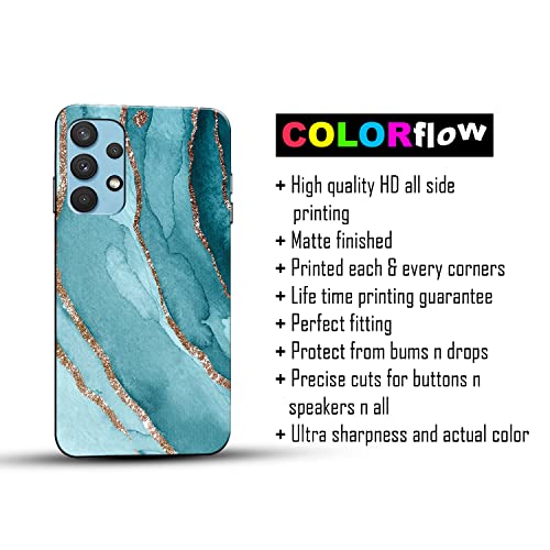 Image of COLORflow Back Cover Compatible with Samsung Galaxy A53 5G | Beautiful Blue Marble Golden Stripes | Designer Printed Hard CASE Bumper Back Cover Compatible with Samsung Galaxy A53 5G