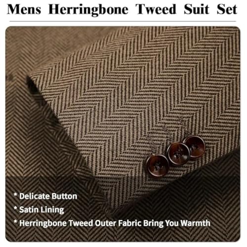 Men Slim Fit Tweed Suit | 2-Piece Herringbone Set (Jacket+Pants)2