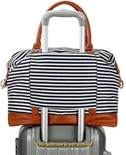 BAOSHA HB-28 Ladies Women Canvas Travel Weekender Bag Overnight Carry-on Duffel Tote Bag (Blue)