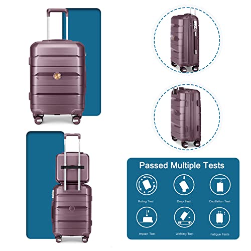 Somago 20In Carry On Luggage And 14In Mini Cosmetic Cases Travel Set Hardside Luggage With Spinner Wheels Lightweight Polypropylene Suitcase With Tsa Lock (2-Piece Set (14/20), Elegant Purple) #TOP5