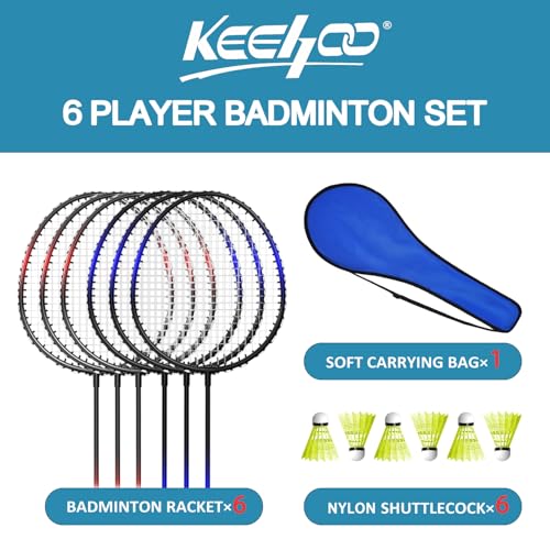 Image of KH Badminton Rackets Set of 2 4 6 for Adults Kids,Beach Lawn Backyard Game Outdoor Sports,Racquets,Shuttlecocks & Carry Bag Included