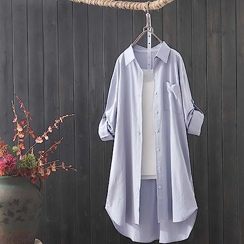 Long Sleeve Shirts for Women Spring Summer Dressy Casual Button Down Plus Size Tops Office Work Blouses2