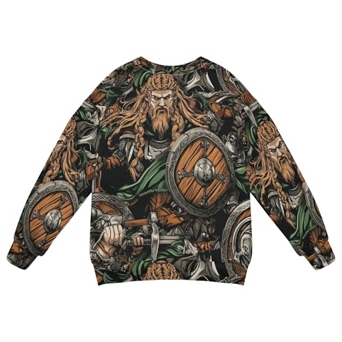JUNZAN Viking Retro Vintage Pattern Kids Girls Hoodie Sweatshirt Crewneck Sweatshirts for Boys Sports 4T2