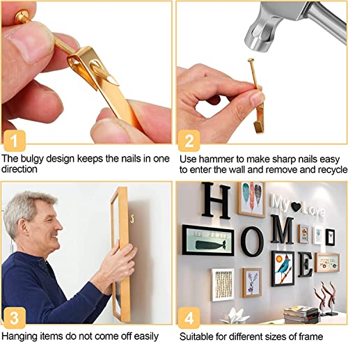 Image of Picture Hanging Kit Includes Hooks, Nails, Wire, Screw Eyes, Sawtooth Hooks for Wall Art Mounting, Heavy Duty, Hardwire, 260pcs