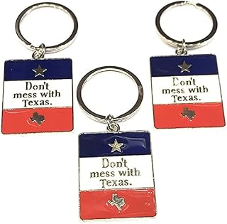 Donâ€™t Mess With Texas Key Chain Texas Lone Star Texas Map and Texas Flag 3 PCS Bundle Pack TEXAS SOUVENIR
