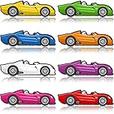 Geyee 64 Pcs Colorful Race Cars Cutouts Race Cars Accents Paper Automobile Cutouts Party Auto Bulletin Board Classroom Decor for Teacher Student Contest Auto Party Supplies(2.76 x 7.87 Inches)