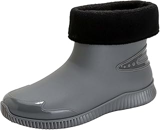 Botas de agua cortas para mujer, impermeables, con forro cálido, botas de agua al tobillo, botas cortas para caminar, botas de goma antideslizantes, botas de agua de media pantorrilla, botas