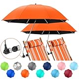NBtoUS 2 PACK Chair Umbrella with Clamp, 360 ° Adjustable, UPF50+ Sunshade for Beach Chair, Patio Chair, Camping Chair, Golf Carts (orange, Chair Not Included)