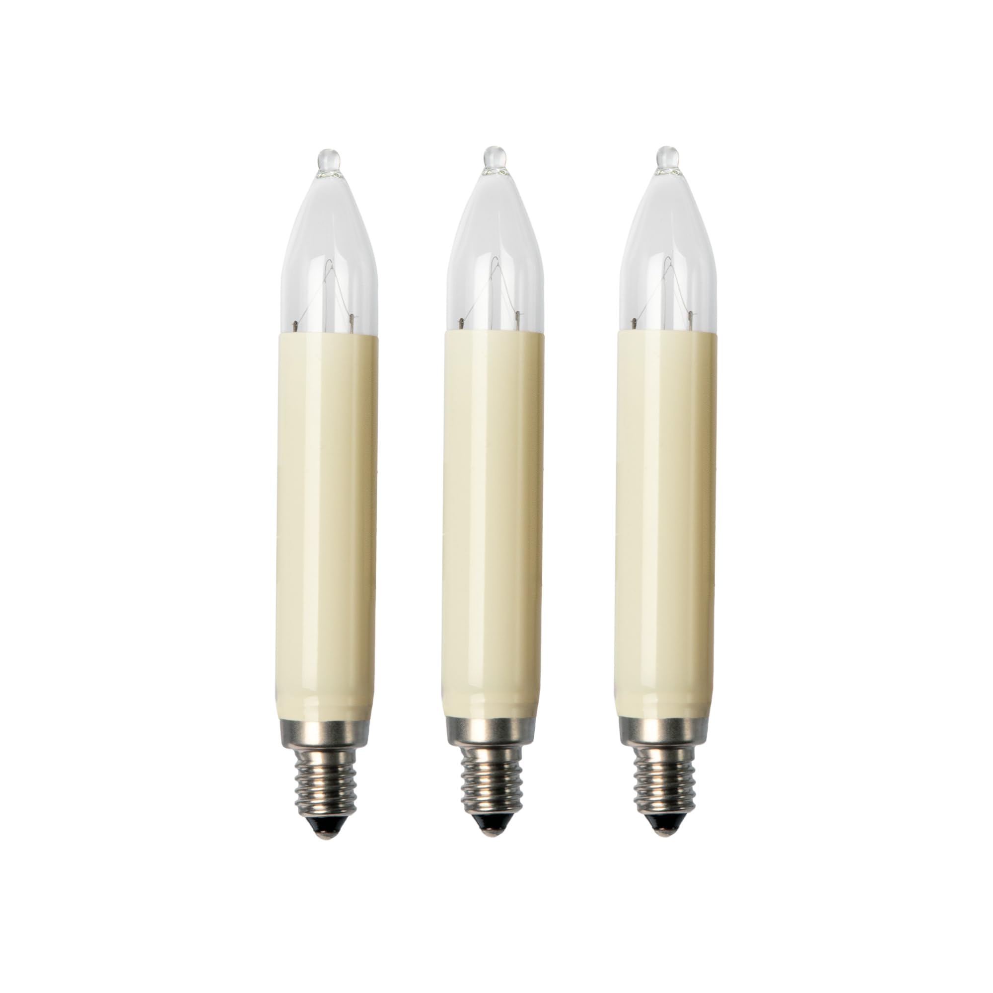 Hellum Replacement Bulbs for Light Chains and Candle Arches, Small Shaft Candles for Christmas Tree Fairy Lights for Indoor and Outdoor with 7 Burning Points, E10 / 34 V / 4 W / 22 lm, 3 pcs. 955019