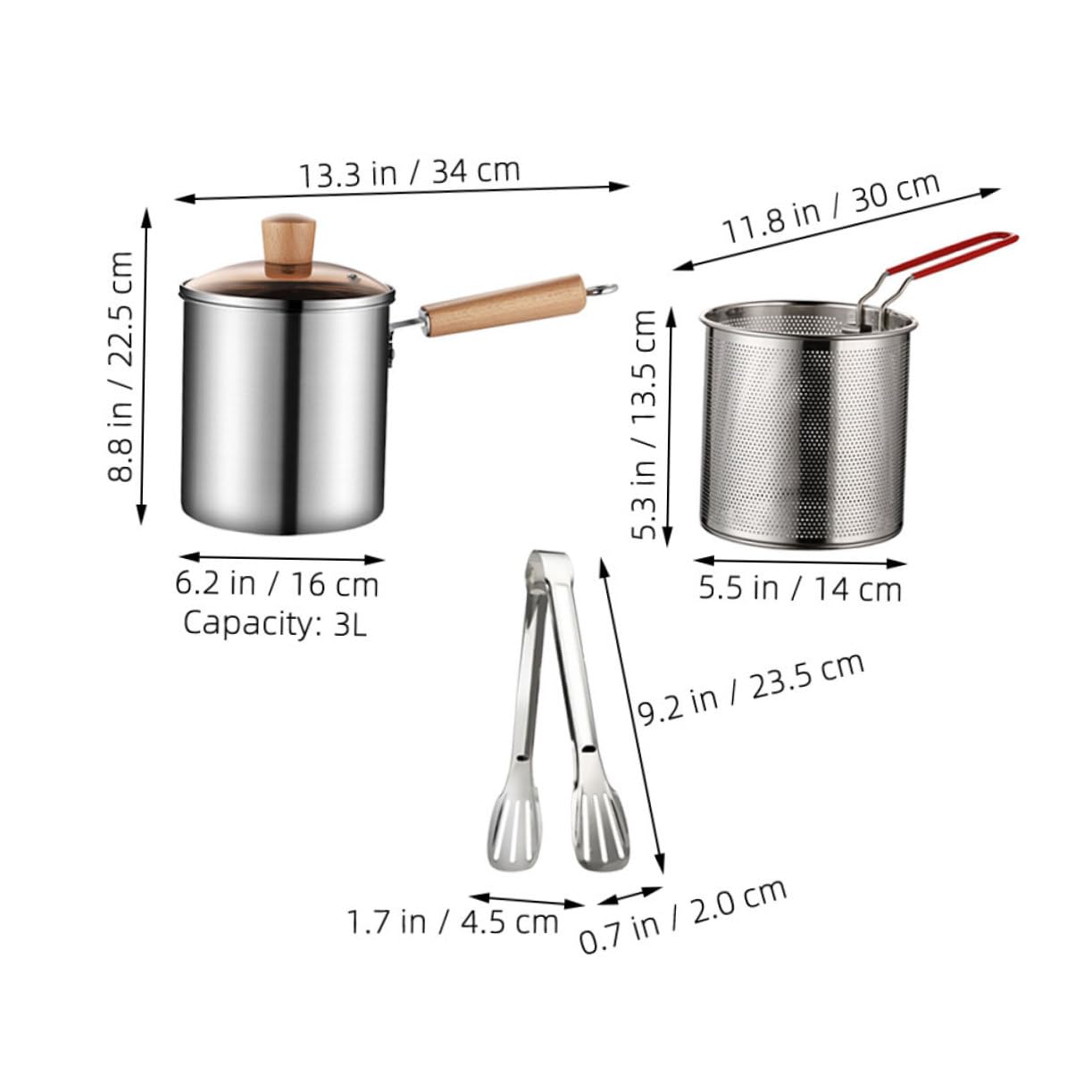 SOLUSTRE Large Capacity Stainless Steel Deep Fryer Frying Pot Frying Basket Home Deep Fry Basket