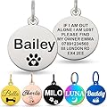 Personalised Dog Tags for Pets UK Prime, Deep Engraved Cat Dog Name ID Tags, Stainless Steel Pet Tag for Doggy Kitten Kitty Puppy, Scratch Resistant Tag (Silver Round, L)