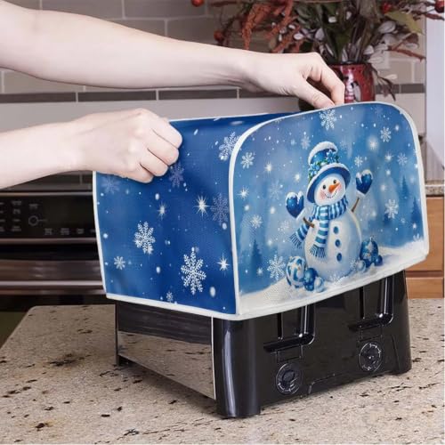 Image of Blue Snowman 4 Slice Toaster Cover Christmas Decor