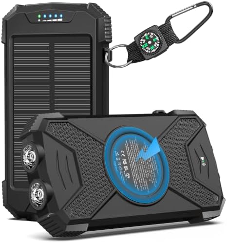 BLAVOR Solar Power Bank 10,000mAh, Portable Wireless Charger, 20W...