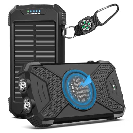 BLAVOR Solar Power Bank 10,000mAh, Portable Wireless Charger, 20W Fast Charging External Battery Pack with USB C for Cell Phones, Solar Panel Charging with Dual Flashlight for Camping