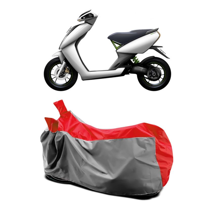 Image of DUFFEL-Two Wheeler Bike Body Cover Compatible for Ather 450x Bs6 Heat Protectio /UV-Rays /Birds Dropping /DustProof /Waterproof All Variants [Gray Red]