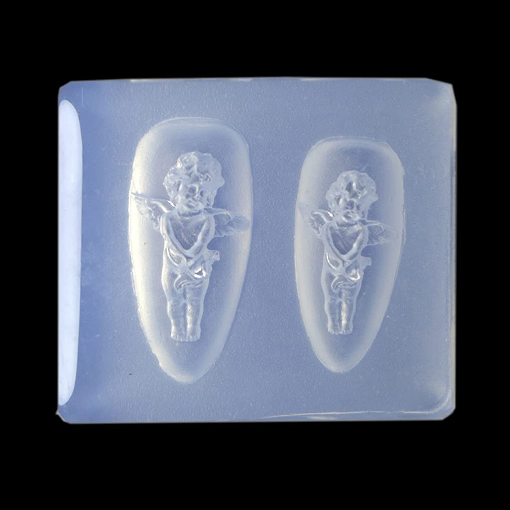 Ldabrye Silicone Molds for Epoxy Resin Silicone Nail Carving Mold 3D Mini Angel Nails Stencils Crystal Epoxy Resin Mold Craft Casting Mold for Gift Home Decor