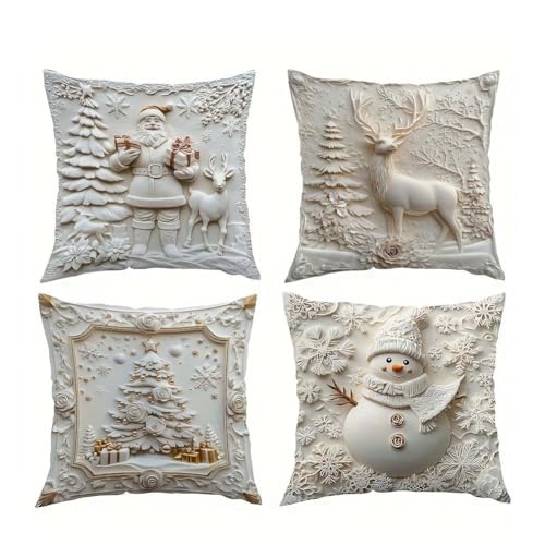 Kissenbezug mit Weihnachtsmotiven, 4 Stück, luxuriöser...