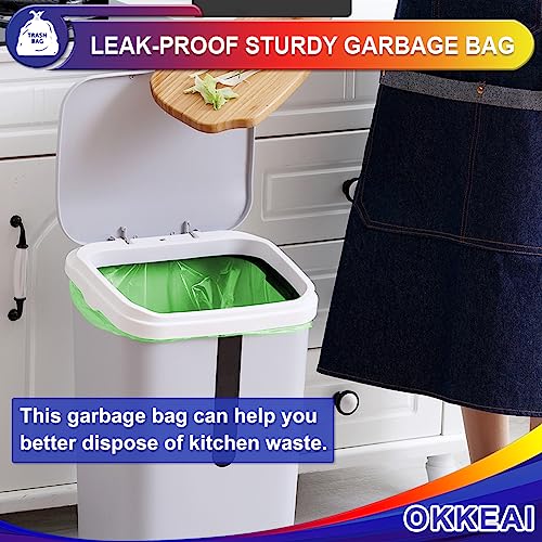 Image of OKKEAI Green Garbage Bags 13 Gallon Tall Kitchen, Durable, 60 Counts