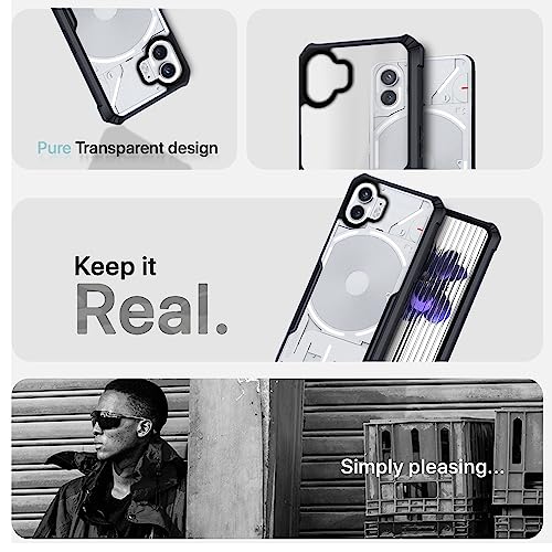 Image of Pikkme Nothing Phone 2 Back Cover | Crystal Clear Transparent Back | Full Camera Protection | Ultra Hybrid | Raised Edge | Bumper Back Case (Black)