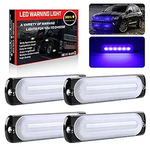 Sidaqi 4 Pack New 6 LED Blue Emergency Beacon Hazard Warning Strobe Flash Light Bar With Waterproof pads 12-24V Car Truck Police Construction Light