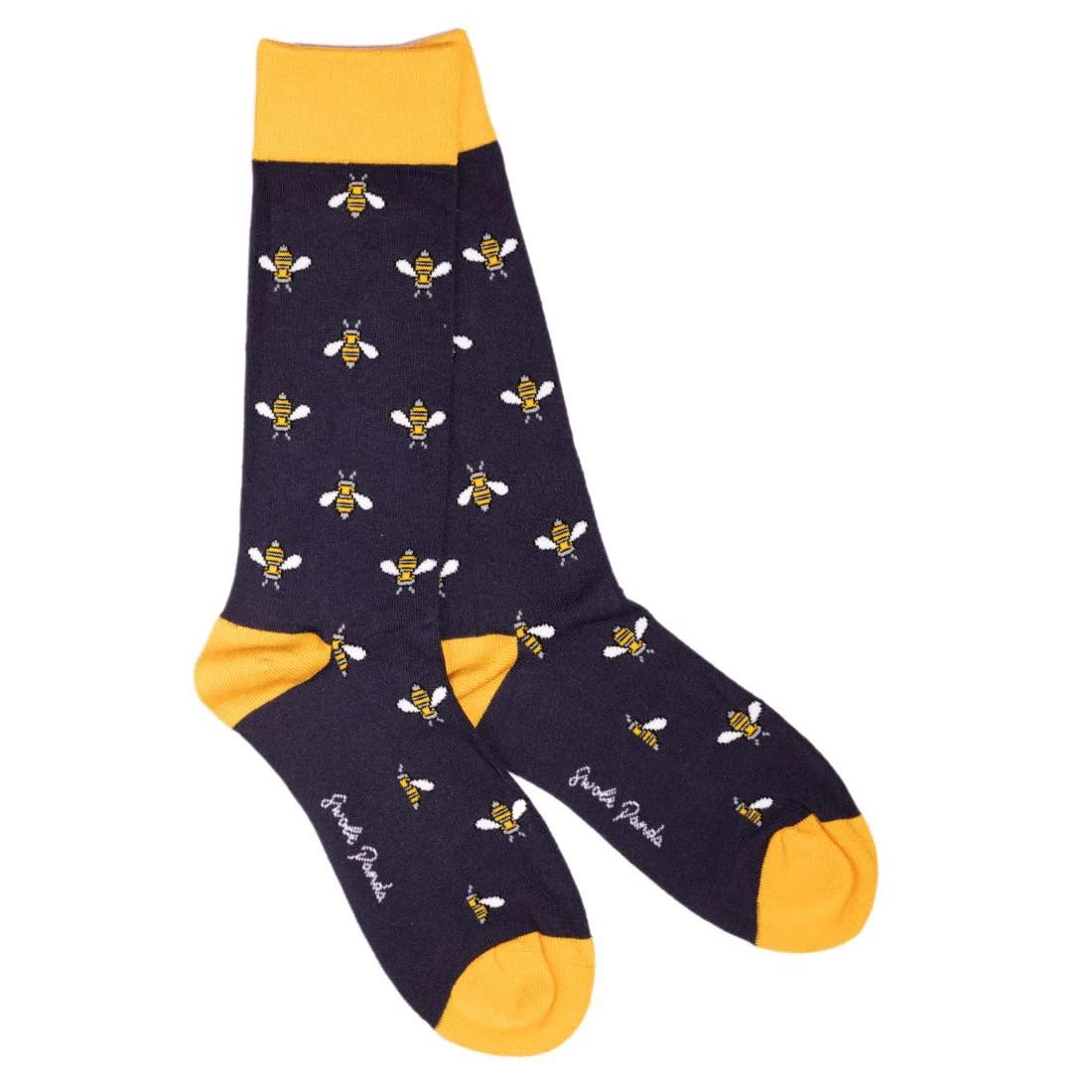 Swole Panda Bamboo Socks UK7-11 - Bumble Bee Mens Socks
