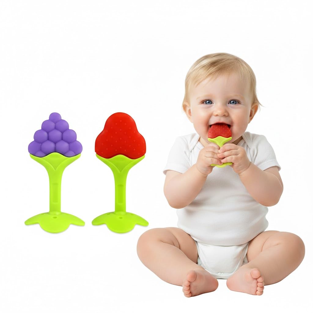 Bindian Teething Baby Chew Toys | BPA-Free Soft Silicone Teether for Babies 6-12 Months | Natural Organic Freezer-Safe Teething Toy for Toddlers | Gum Pain Relief Teether Set (Pack of 2)-image-28