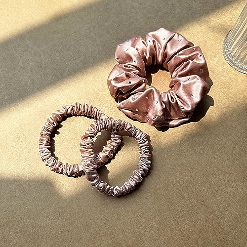 townssilk Lot de 3 chouchous en soie de mûrier 100 % pure soie de mûrier 22 mommes - Doux pour les cheveux