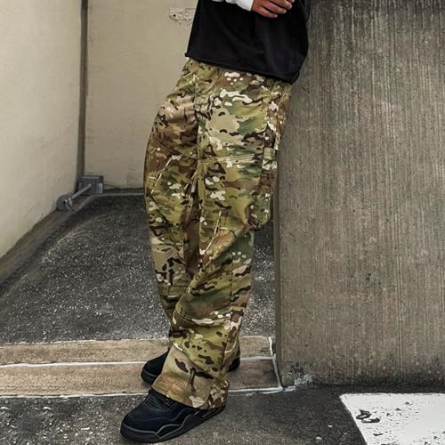 Camo Cargo Jeans Pants Man Straight Wide Leg Denim Trousers Woman Stretch Joggers Sweatpants with Pockets4