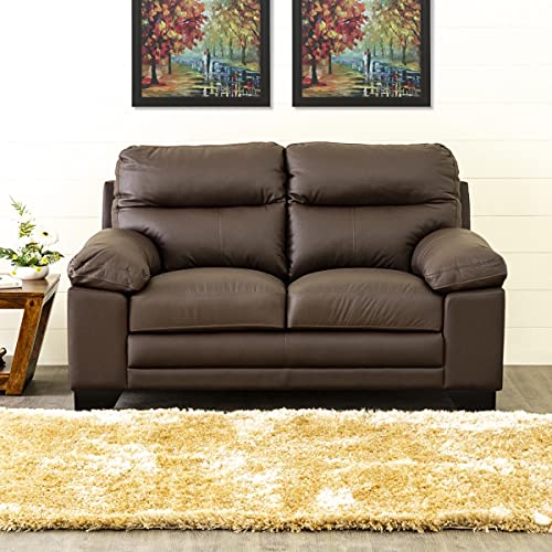 Image of Home Centre Whinchister Dark Brown Half Leather 2 Seater Sofa - Length 155 cm (WHINCHISTER-2STR)