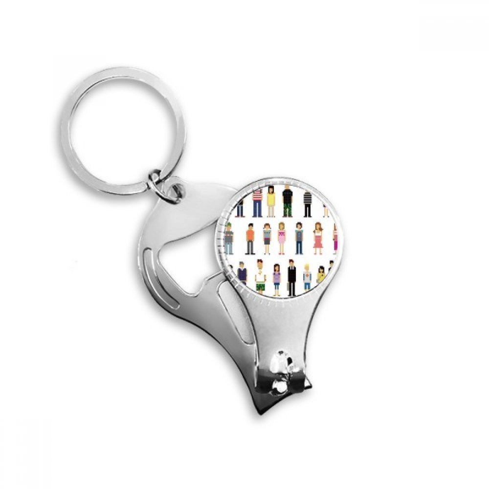 Porte-clés Pixel Métal avec décapsuleur et coupe-ongles intégré