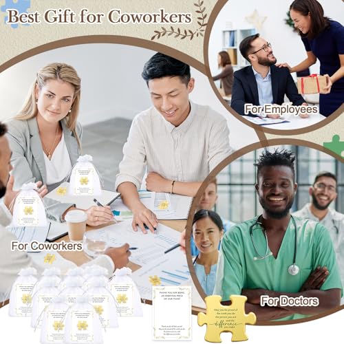 Employee Appreciation Gifts Puzzle Piece Lapel Pin Bulk Inspirational Thank You Cards for Team Coworker Staff Gifts 6