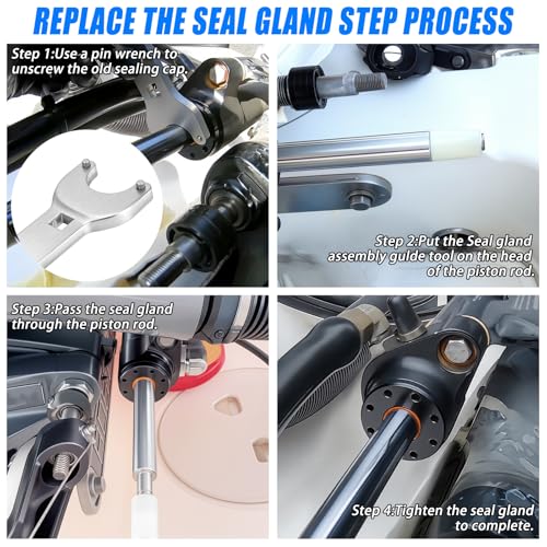 Image of HC5345 Hydraulic Steering Cylinder Seal Kit with Pin Wrench HS5157 Compatible with HC5340 HC5341 HC5342 HC5343 HC5344 HC5345 HC6750 HC6751 Restore Hydraulic Steering Performance
