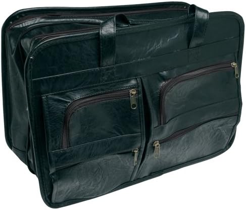 RoadPro SEB-001BK 17" x 12" Black Leather-Like Soft-Sided Briefcase