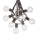 G40 Patio String Lights With 125 Clear Globe Bulbs - Hanging Garden String Lights - Vintage Backyard Patio Lights - Outdoor String Lights - Market Cafe String Lights - Brown Wire - 100 Foot