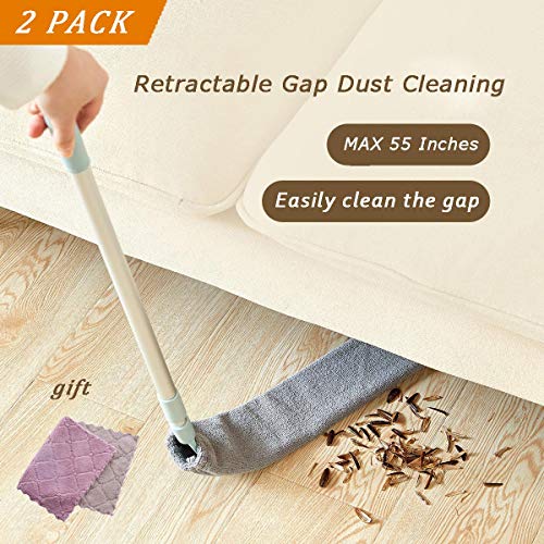 2 Pack Gap Cleaning Brush, Under Appliance Duster, Extendable Dusters Retractable And Washable, Microfibre Feather Dusters Reusable For Home Bedroom Kitchen Cleaning Brush #TOP2