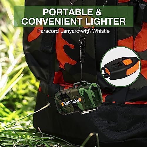 Electronic Plasma Lighter Rechargeable with Cross Dual Arc,Windproof and Waterproof,Camping Accessories Survival Equipment,Gifts for Men(Camouflage)