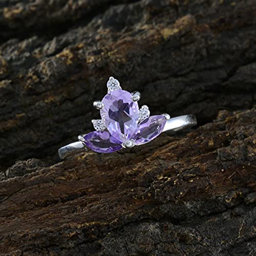 Bague en améthyste véritable argent 925 pour style quotidien