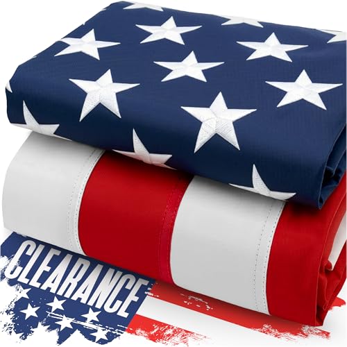 American Flag for Outside Heavy-Duty US Flag with Embroidered Stars Reinforced Material USA Flag Built for Outdoors Sewn Stripes UV Protection Brass Grommets (3x5 ft)