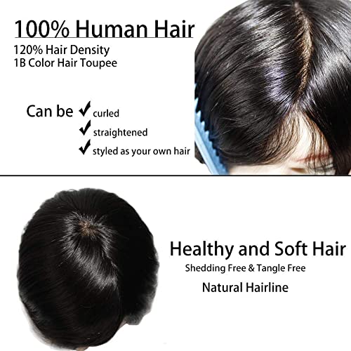 Image of EUPHORIA 8x5 Original PREMIUM MONO Hair Patch for Men 100% Natural Brown Human Hair Wig Install with Hair Toupee Tape, Clips or Glue