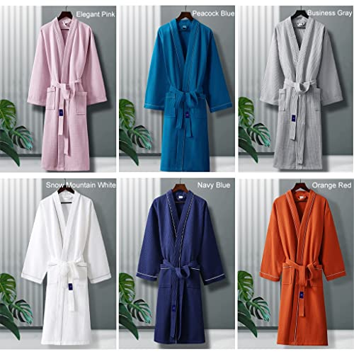 Luxury Waffle Robes Men and Women After Hot Tub Cotton Terry Cloth Spa Bathrobes Unisex for Couples Lightweight Holiday Hotel Pajamas Snuggle Sleepwear Soft (Color : Orange Red, Size : M-110cm)3