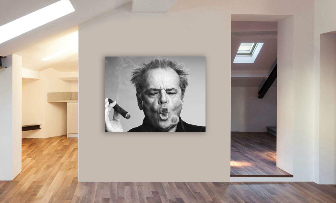 Leinwandbild, Motiv: rauchender Jack Nicholson, gerahmt, verschiedene Größen, Holz und Leinwand, A0 47x33 inches