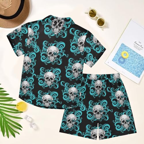 Image of visesunny Boy's 2 Pieces Shirt and Short Set Casual Shirts Short Sleeve Beach Shorts Summer Outfits for 3-10 Years Kids