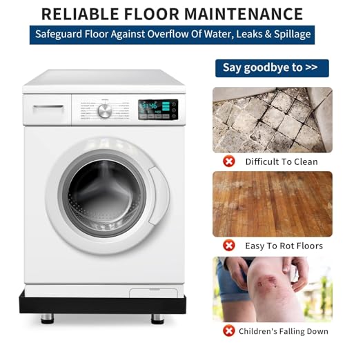 GarveeTech 2025 NEW Heavy-Duty Carbon Steel Washing Machine Pan with Connector & Hole - 27 in x 25 in × 2 in Rust-Free Water, with 4 Anti-Vibration Feet, Protects Floor From Water Damage Protection by Garvee - Image 7