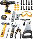 Kinder Werkzeug Spielzeug - Das Werkzeugset wurden speziell für Kinder entwickelt, es enthält hochwertige und griffige Werkzeuge, die optimal an Kinderhände angepasst sind.Der Akkuschrauber ist mit kindgerechten Funktionen entwickelt, sicher für Kinder und macht viel spaß.