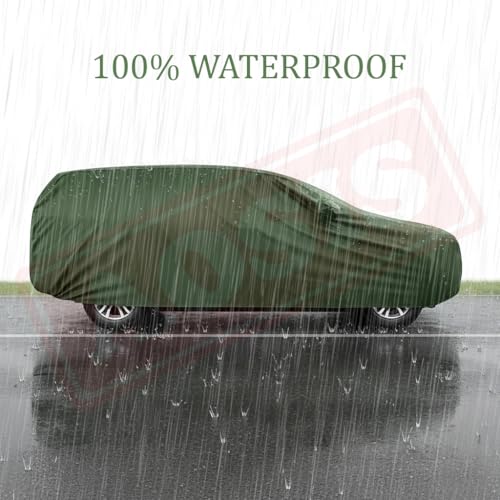 Image of AOSIS 'Waterproof' Car Cover Compatible with MG Hactor /Plus /Black Storm /Snowstorm 300 GSM Uly Coated Thick Fabric 4X4, Adjustable Belt Buckle, Elastic Grip