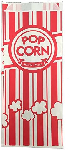 Carnival Style Paper Popcorn Bags, 50 1oz bags, Red & White Striped, Movie Theater Popcorn Bags